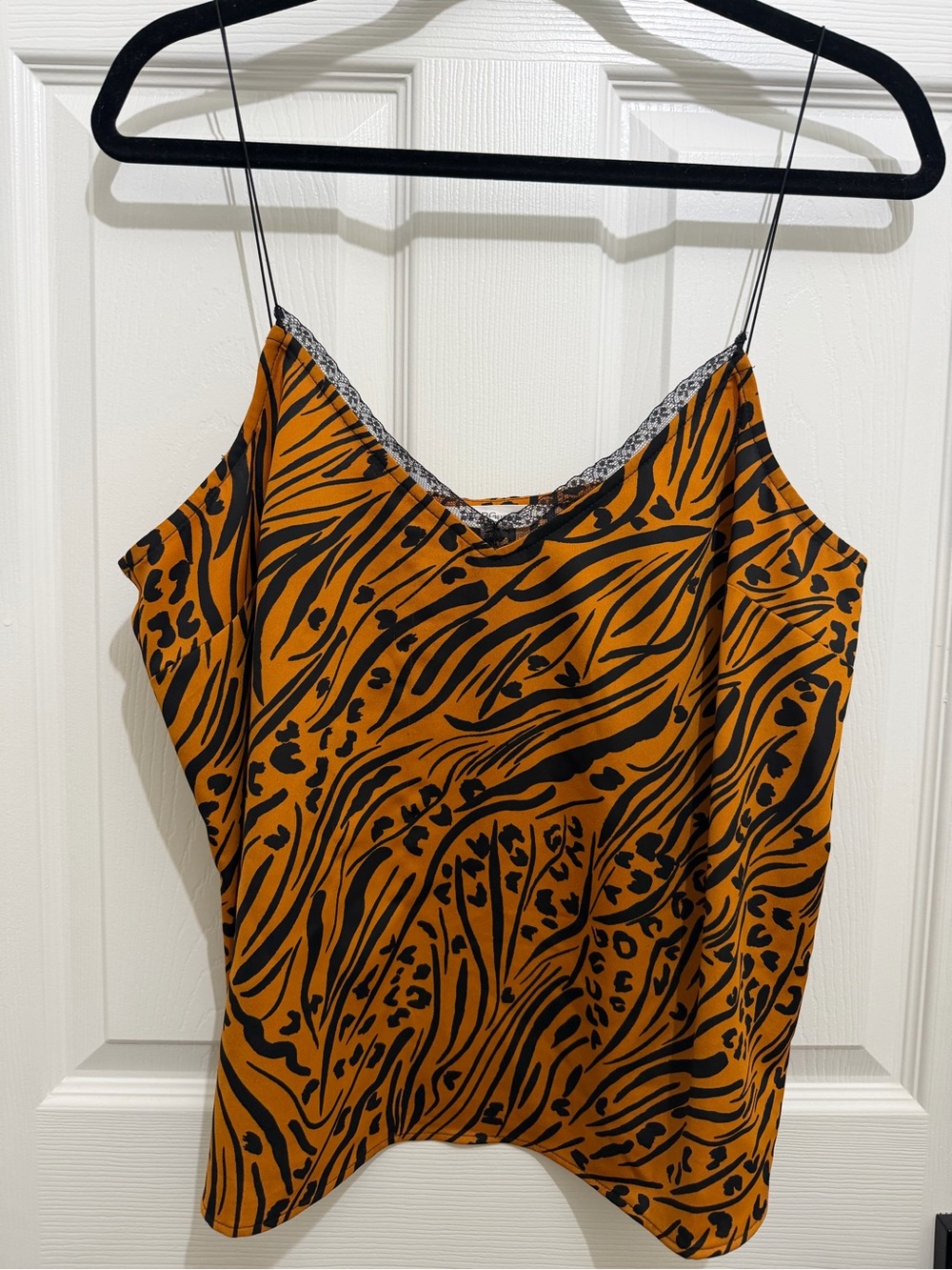 BCBG Generation Animal Print Lace Trim Cami Top Size L